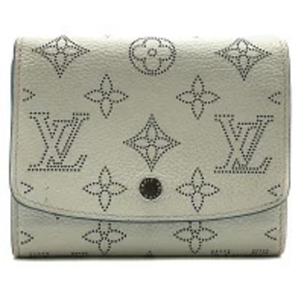LOUIS VUITTON Portefeuille Iris Compact Mahina Wallet Bi fold Snow Blue Orage